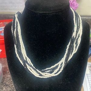 NWT Free People Black and White Seed
Bead Multi Strand Necklace!!! WOW!
